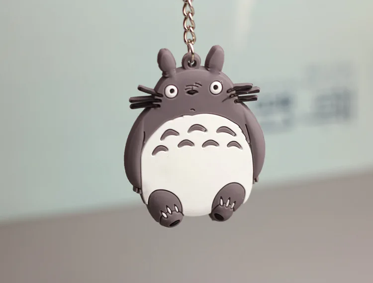 

2019 New Cute Japanese Anime Gray Totoro Keychain Double Side Chinchilla Pendants Key Chains Bag Charms Purse Accessory