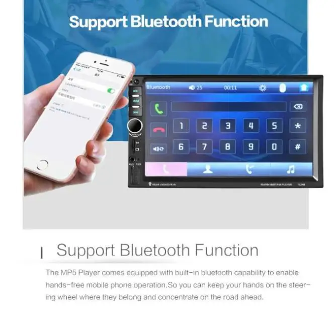 Best Bluetooth Car Stereo Audio In-Dash Aux Input Receiver SD/USB MP5 Player 12