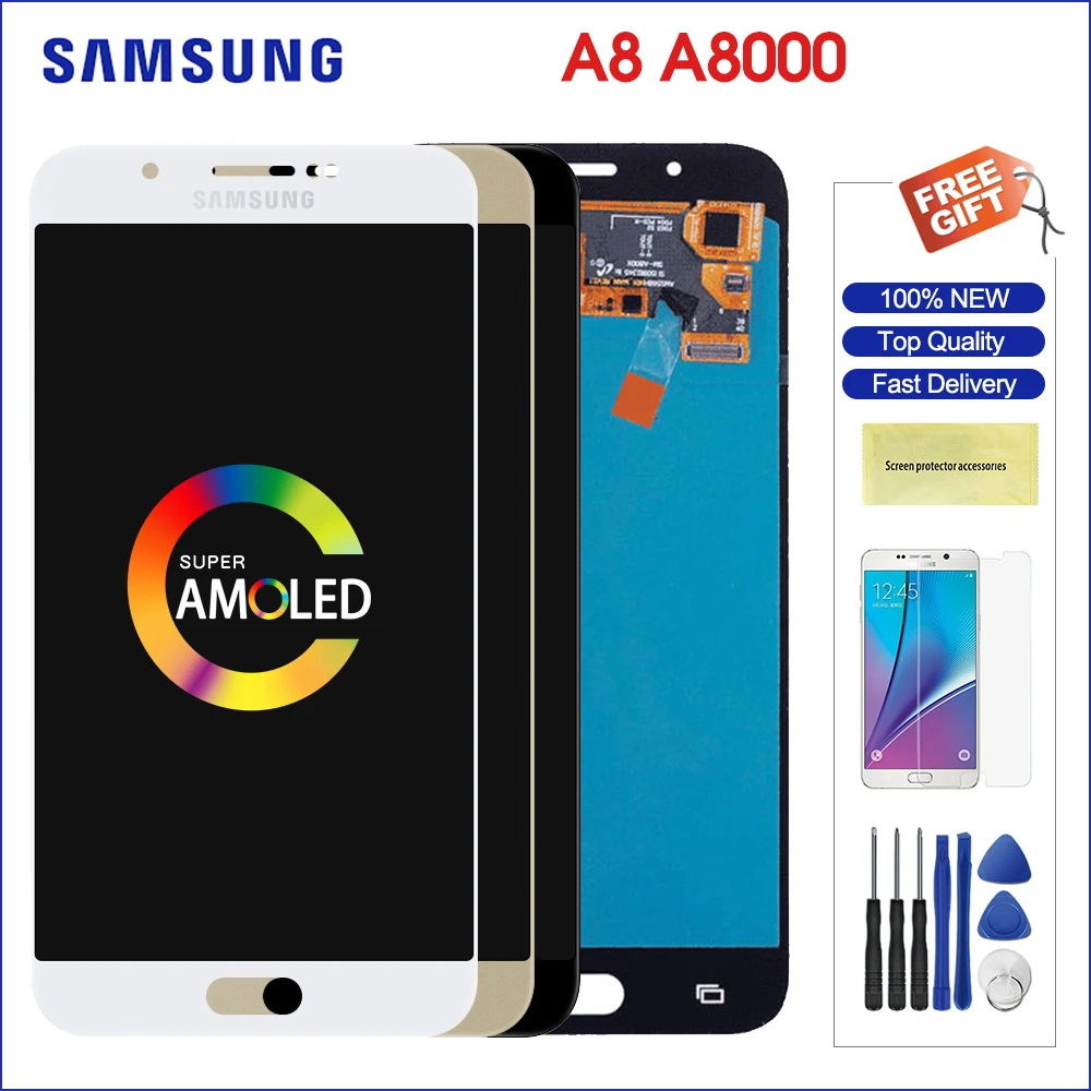 

Samsung a800 lcd screen Galaxy A8 A800 A8000 A800F Super AMOLED Phone LCD Display Touch Digitizer Screen Assembly replacement