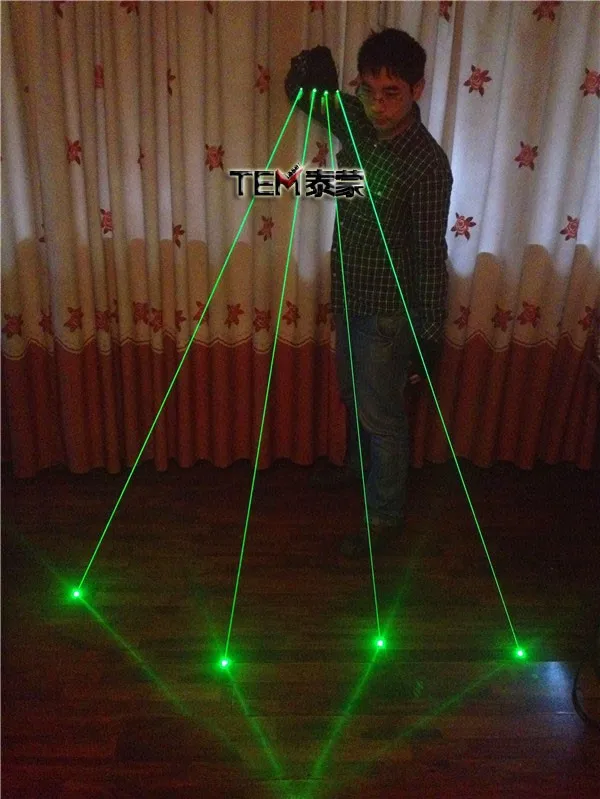 Супер крутой ночной певец DJ сценическое шоу 4 пальца 532nm 50 МВт Зеленые лазерные перчатки светодиодный светильник перчатки
