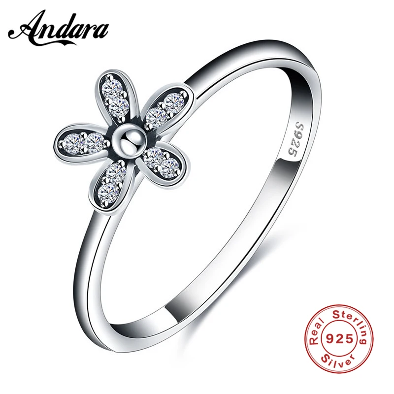 

Fashion Elegant Original 925 Sterling Silver Dazzling Daisy Flower Ring Clear CZ Wedding Jewelry