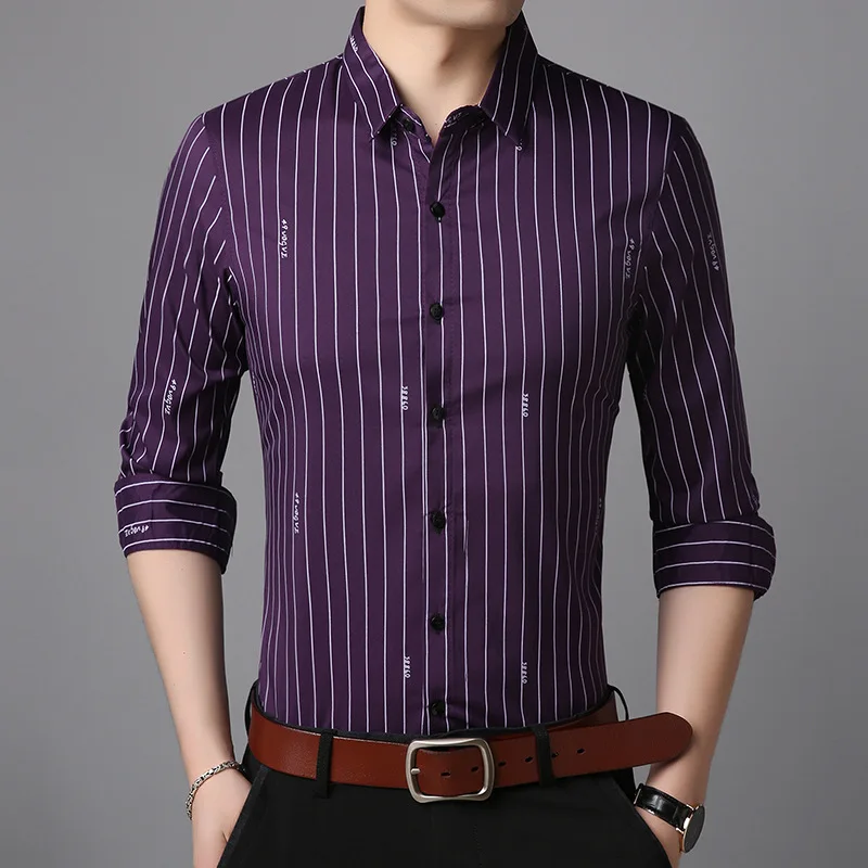 

Thoshine Brand Spring Autumn Men Shirts Striped Smart Casual Style Male Full Long Sleeve Shirt Breathable Camisa Streetwear Tops