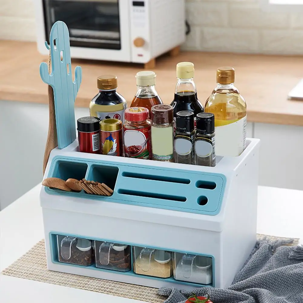 

Multi-function Kitchen Organizer case with Drawer Spice Rack multi Layer Kitchen Organizer Cooking Tool Seasoning Storage Rack4