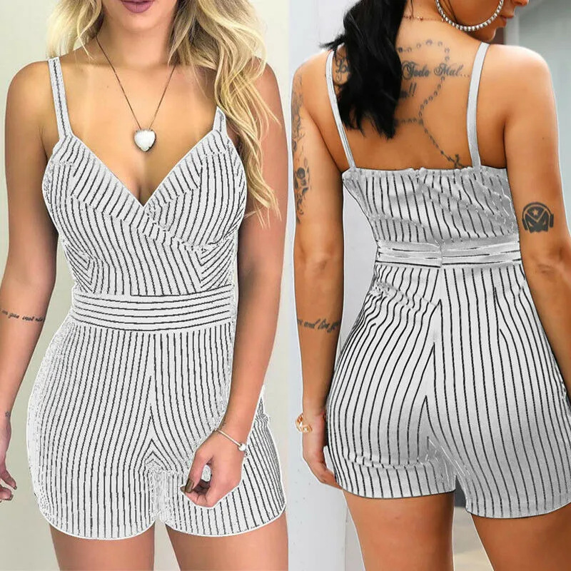 FREE SHIPPING Women Boho V Neck Striped Jumpsuit JKP3259