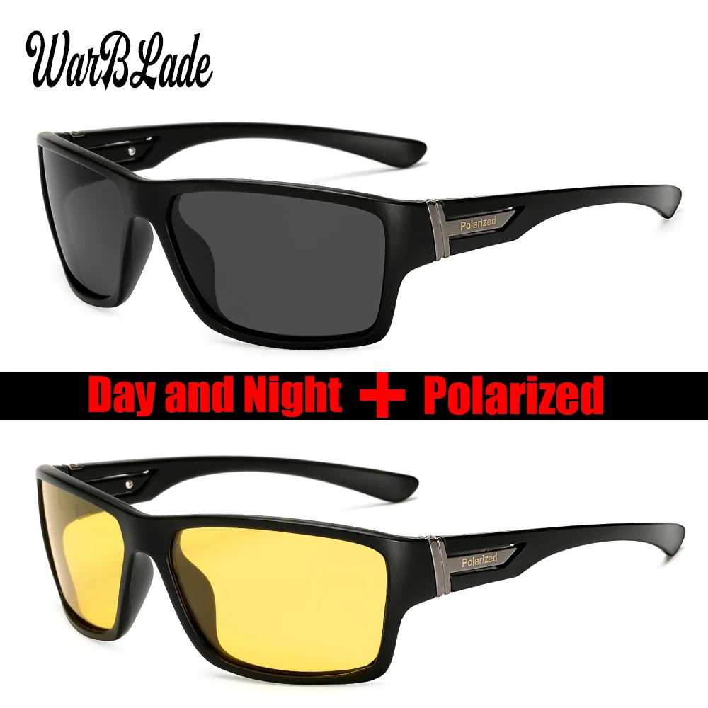 

WarBLade 2018 Men Night Vision Sunglasses UV400 Protection Night Driving Glasses Male HD Polarized Yellow Lens Sun Glasses W1821