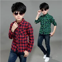 2016 Children Clother Fashion Spring Autumn Boys Plaid Shirt Turn-down Collar Casual Thin Long-Sleeved Shirts For Boys