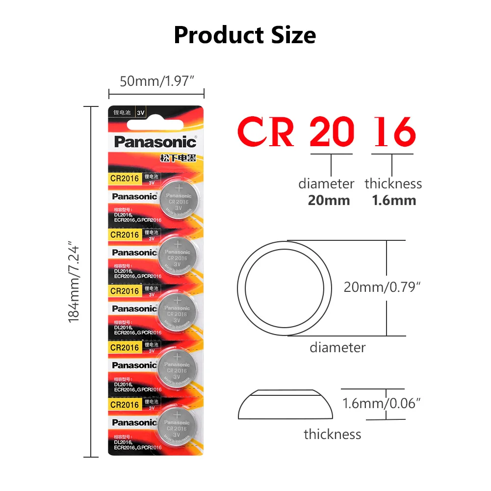 5 шт. бренд для PANASONIC cr2016 BR2016 DL2016 LM2016 KCR2016 ECR2016 3 В Кнопка ячейка монета литиевые батареи для часов