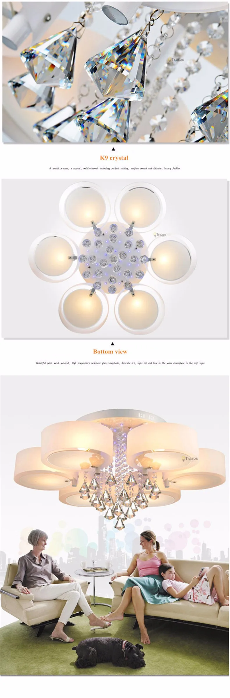 Luzes de Teto Pendente de Teto Cristal Moderno Design Elegante Sala Jantar Lâmpada Branco Sombra Acrílico Lustre Led 14 Cheap lustre design