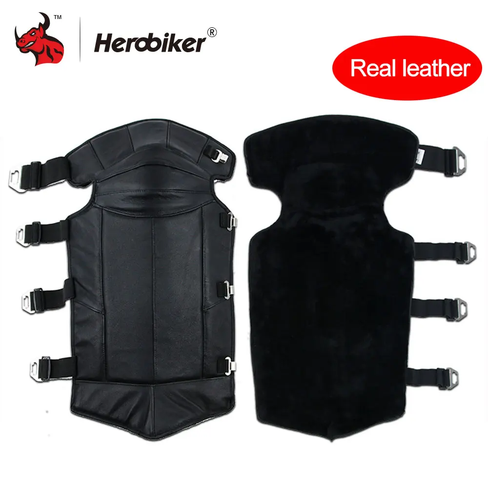 

HEROBIKER Motorcycle Electrombile Windshield Protect Thick Warm Knee Pads Winter Cold Windproof Rider Genuine Leather Knee Pads