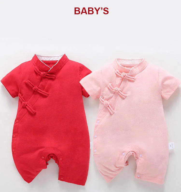 

fashion summer bodysuit baby girls 3 6 9 12 months cotton bodysuit holiday daily party photo shooting bodysuit Chinese style