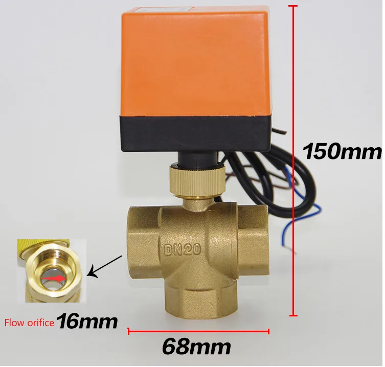 3-ходовый исполнительный механизм клапана с моторным шариком Электрический шаровой клапан моторизованный три линии с подкладкой управления AC220V AC24V DN15-DN20 L клапан из нержавеющей стали