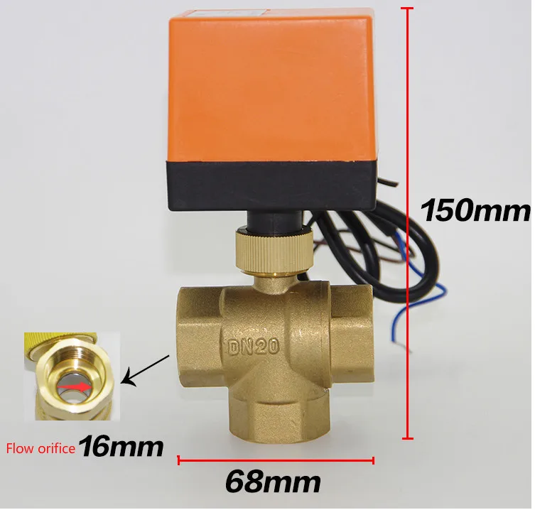 YISUNF Household switch valve DN20 Brass 3 Way Motorized Ball Electrical Valve for Air Conditioner AC220V Valve YISUNF Household switch valve DN20 Brass 3 Way Motorized Ball Electrical Valve for Air Conditioner AC220V Valve