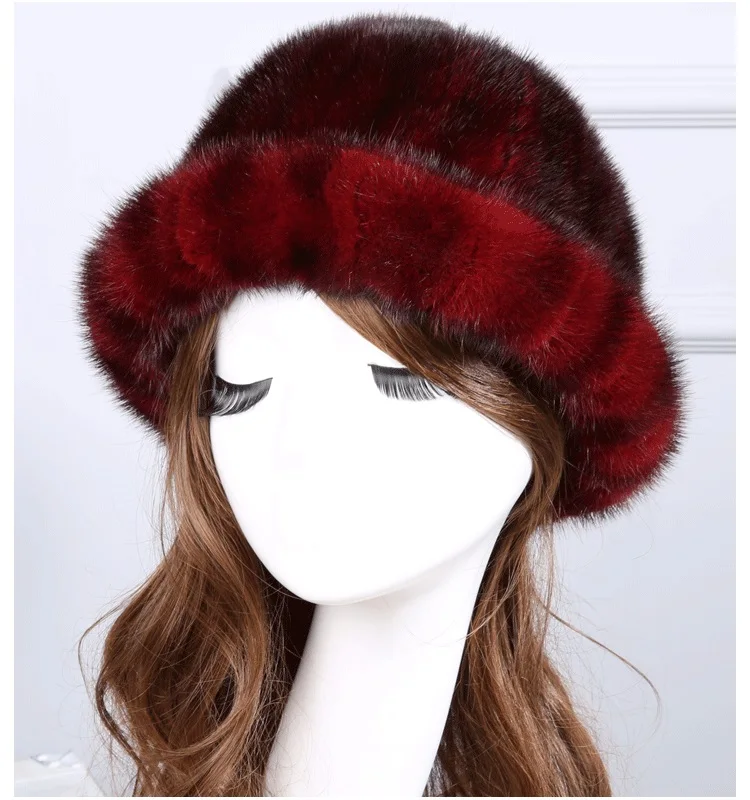 Женская шапка из натурального меха, шапки из натурального меха норки, теплые меховые шапки на осень и зиму, бежевые, черные, 5 цветов, женский модный подарок H128