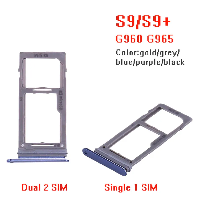 

5 Color Single/ Dual SIM For Samsung Galaxy S9 SIM Card Tray Slot Holder High Quality