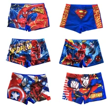 Плавки для мальчика «Человек-паук», «Супермен» и «Капитан Америка», детский купальный костюм для мальчиков, Шорты для плавания с подкладкой, От 4 до 8 лет