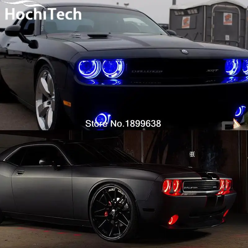 6 шт. супер яркий противотуманный свет и фара RGB led angel eyes комплект для Dodge Challenger 2008- с пультом дистанционного управления автомобильный Стайлинг