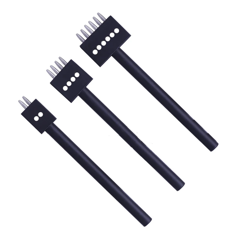 

4mm Hole Punching Leather Craft Spacing Round Row Punch Tool Hole Punches Tools Eyelet Maker 2/4/6 Prong Puncher Cutter Black