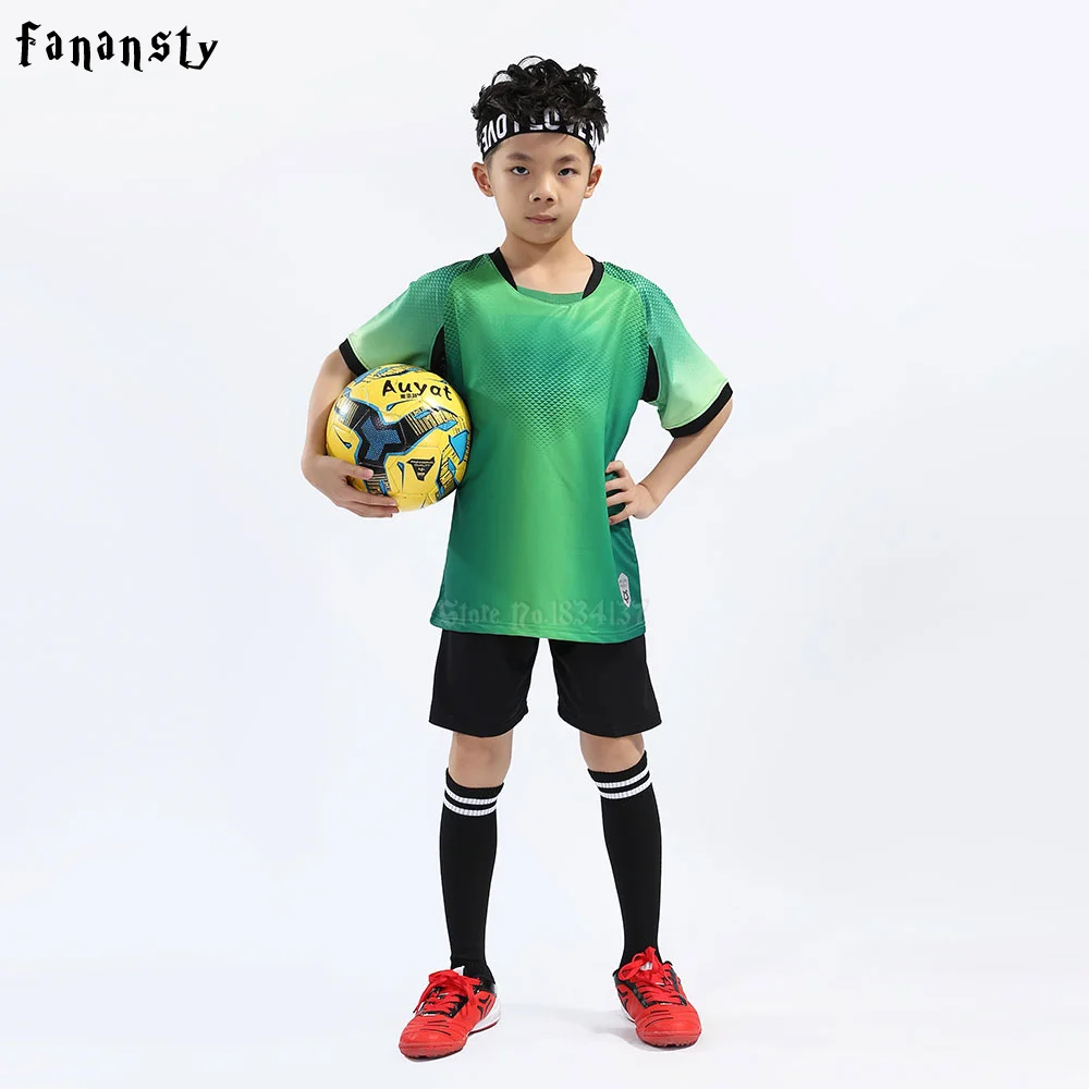 Youth football uniform kids soccer kits boys top quality soccer jerseys