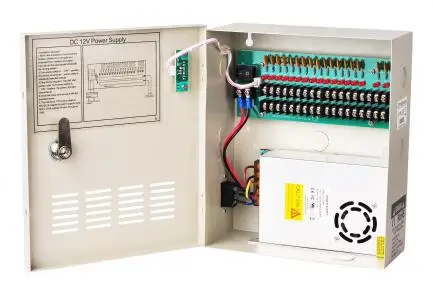 

12PCS CCTV Camera Power Supply DC 12V 10A 18 Channels Distribution Box AC90V-264V Input