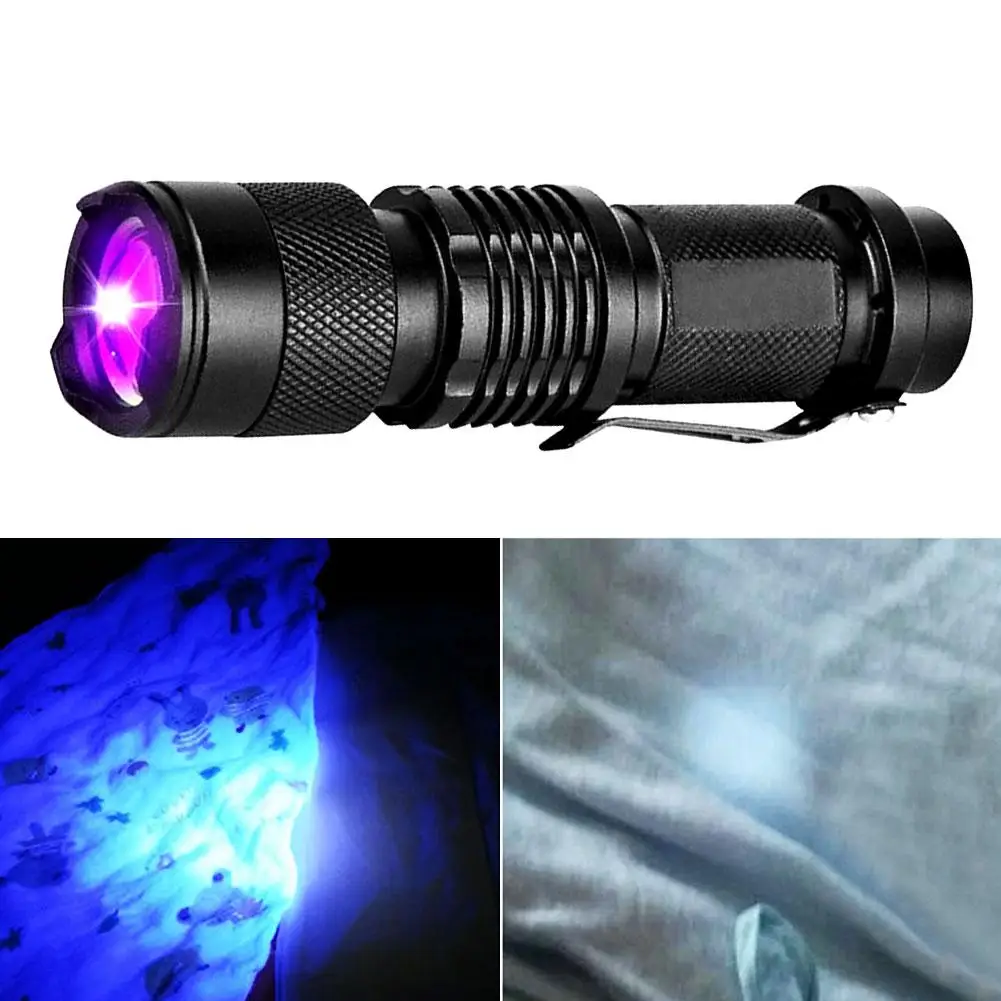 Focus Adjustable Ultra Violet Purple UV LED Light Flashlight Torch Bright Hot