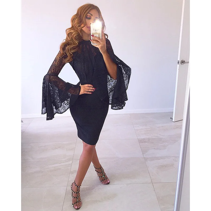 Платье С Кружевными Расклешенными Рукавами Купить