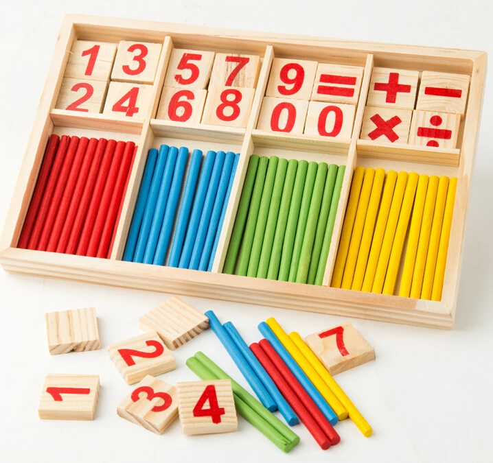 [4Y4A] Montessori Wooden Number Math Game Sticks Educational Toy Puzzle