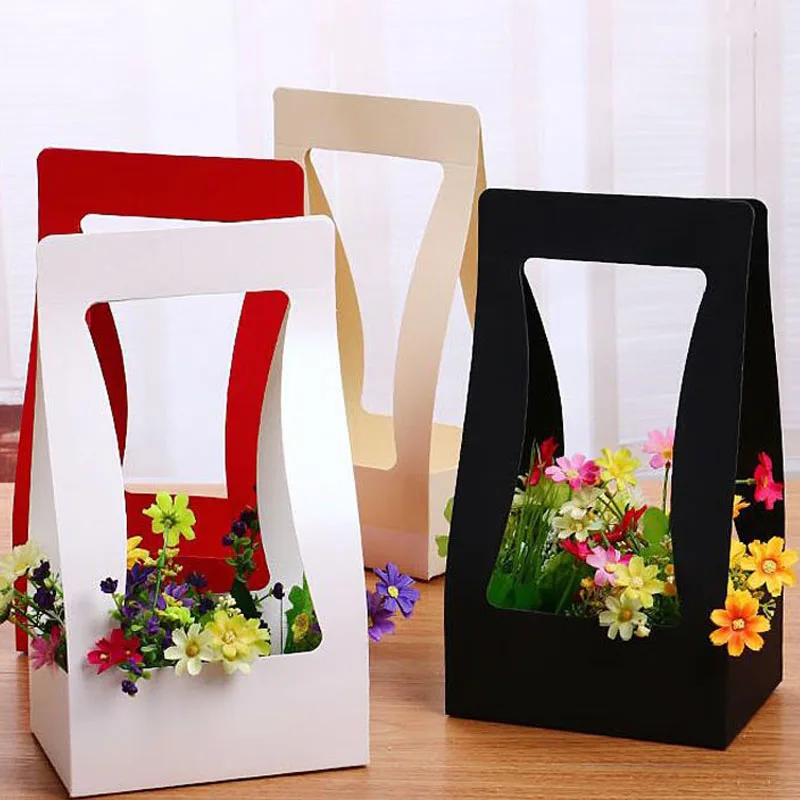 us 345 05 brief style handheld paper flower basket flower bouquet package gift box floral diy arrangement holder florist supplies za3211 in gift paper flower supplies