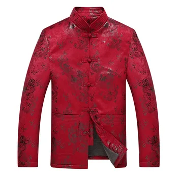 

Hot Sale Men Thick Cotton Print Dragon Coat Classic Male Vintage Tang Top Jacket Chinese Style Mandarin Collar Winter Outwear