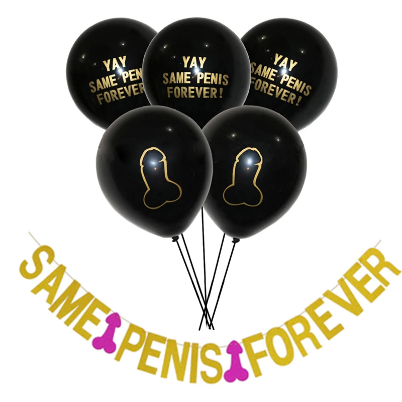 10Pcs/lot 12inch Yay Same Penis Forever Balloons and 1pc Banner Bachelorette Party Accessories Penis Balloon party supply