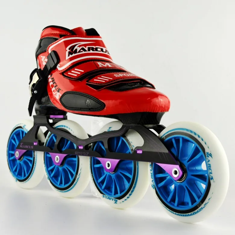 Маркус профессиональная обувь для катания на коньках из углеродного волокна для взрослых мальчиков и девочек, детские роликовые катания - Цвет: red  blue
