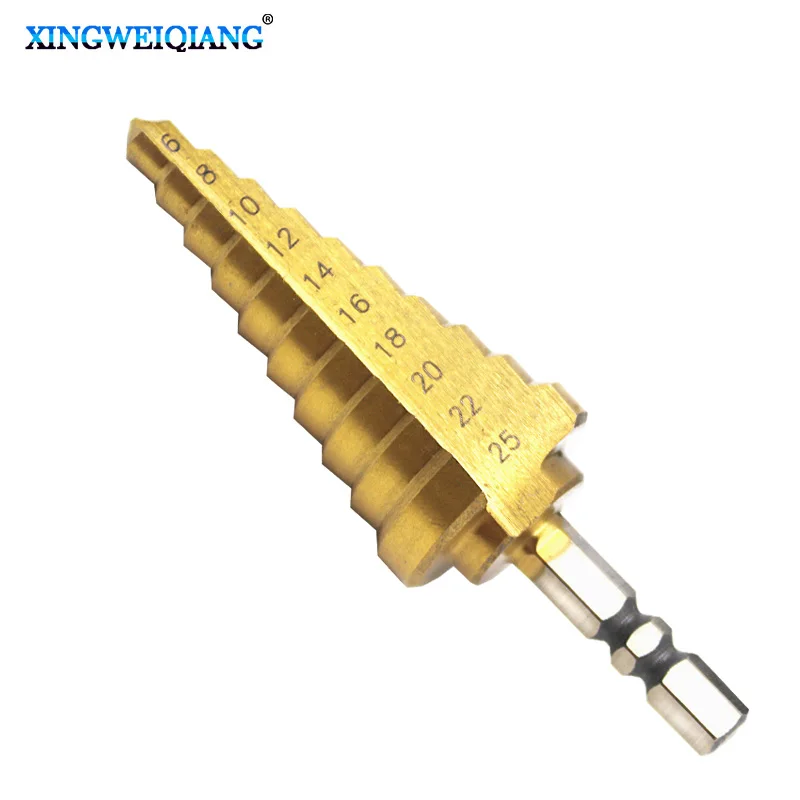 

Hss Steel Titanium Step Drill Bits 6-25mm Step Cone Cutting Tools Steel Woodworking Wood Metal Drilling