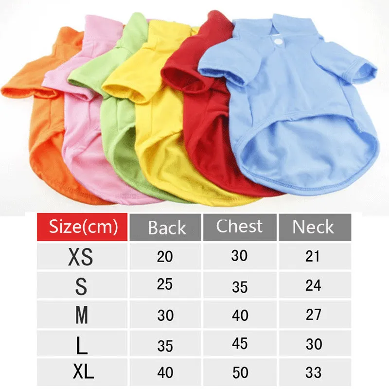 Однотонная футболка поло для домашних собак летняя одежда для домашних собак милые футболки поло с коротким рукавом для маленьких собак одежда XS-XL