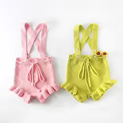 Демисезонный милый ребенок девушки трикотажные джемпер, свитер комбинезон конфеты розовый зеленый цвет милый Одежда для малышей