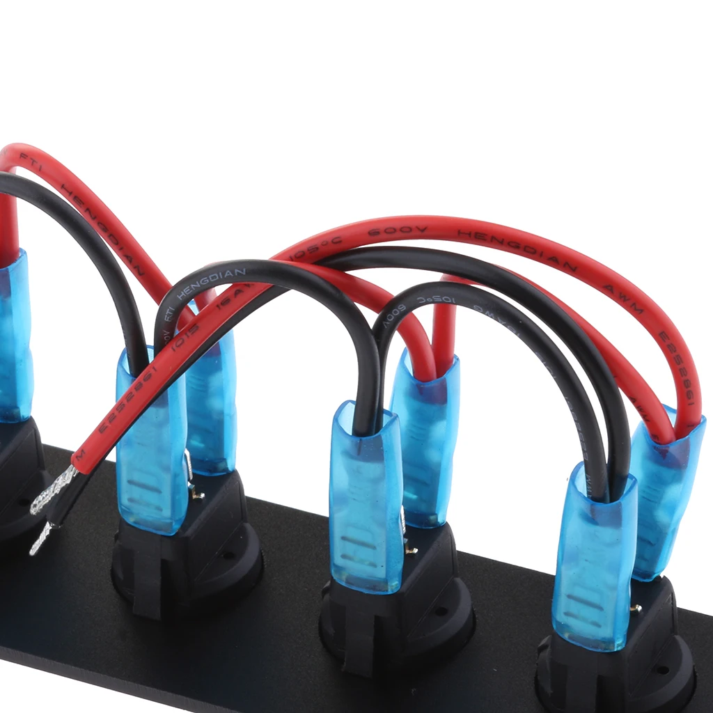 5-Gang Round ON/OFF Rocker Toggle Switch Panel LED Light 12V Aluminum Panel ABS Material Durable Waterproof