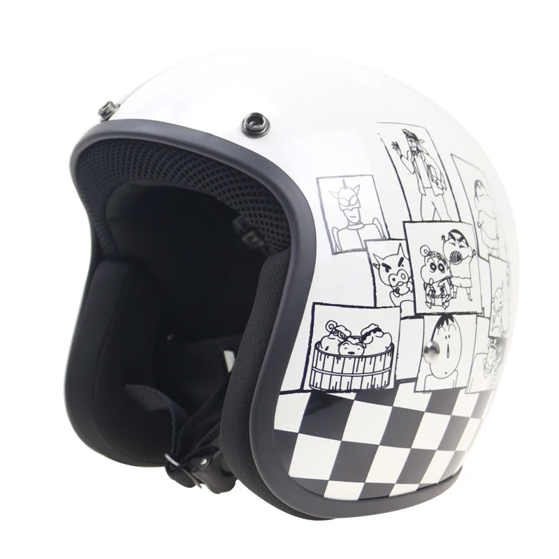 Fiberglass shell light weight Carton design motorcycle helmet 3/4 Japan