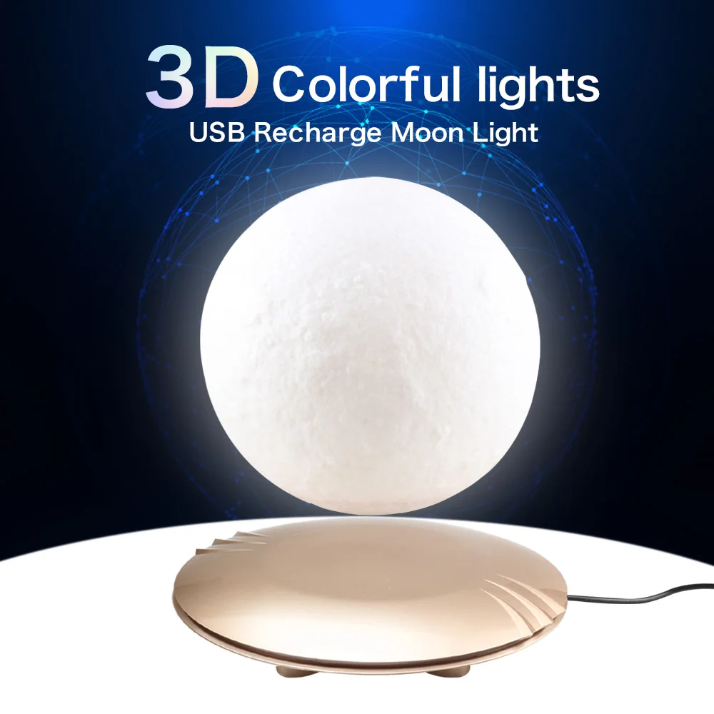 Romantic 3D Magnetic Floating Moon Lamp Rotatable Levitating Night Lamp Lights Table Night Moonlight Creative Home Decor Light 3d moonlight fashion led decorative lamp night light romantic birthday present moon night light