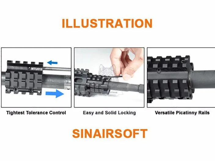 Airsoft Охота модель 0,75 дюймов низкопрофильный quad-рейку Газа Блок для 0,75 "баррель или газовая труба RL1-0008