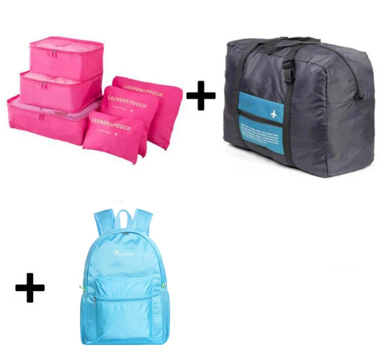 6 шт./компл. дорожные сумки Упаковка Кубики Органайзер складная сумка сумки плюс дорожные сумочки дорожные сумки пакет для мужчин и женщин багаж - Цвет: rosered3