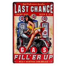 Последний шанс сексуальная девушка газа моторное масло олова металлические ретро-знаки таблички для стен Бар Гараж искусство Ремесло Декор Куадрос 30X20 см A-1010
