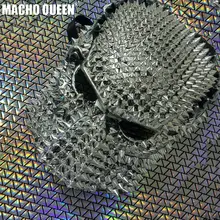 Голографический Спайк горящий человек череп маска Драг королева костюмы Летний фестивальный рейв одежда наряды шестерни знаменитости сценическое снаряжение