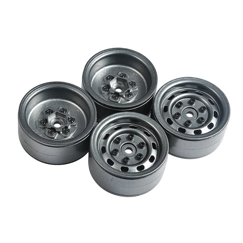 1/4/5pcs Heavy Duty Alloy 1.9 Beadlock Wheel Rims for RC TRX-4 Axial SCX10 D90 gray