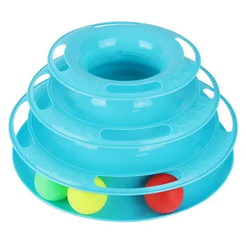 

Funny Cat Toys Crazy Ball Disk Anti-slip Intelligence Amusement Plate Triple Turntable Play Scratching ball Disc Small Pet Toy
