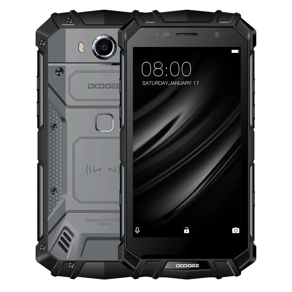 DOOGEE S60 Lite IP68 водонепроницаемый сотовый телефон 5," 4 Гб ОЗУ 32 Гб ПЗУ MTK6750T Восьмиядерный Android 7,0 беспроводной зарядки смартфонов - Цвет: Black