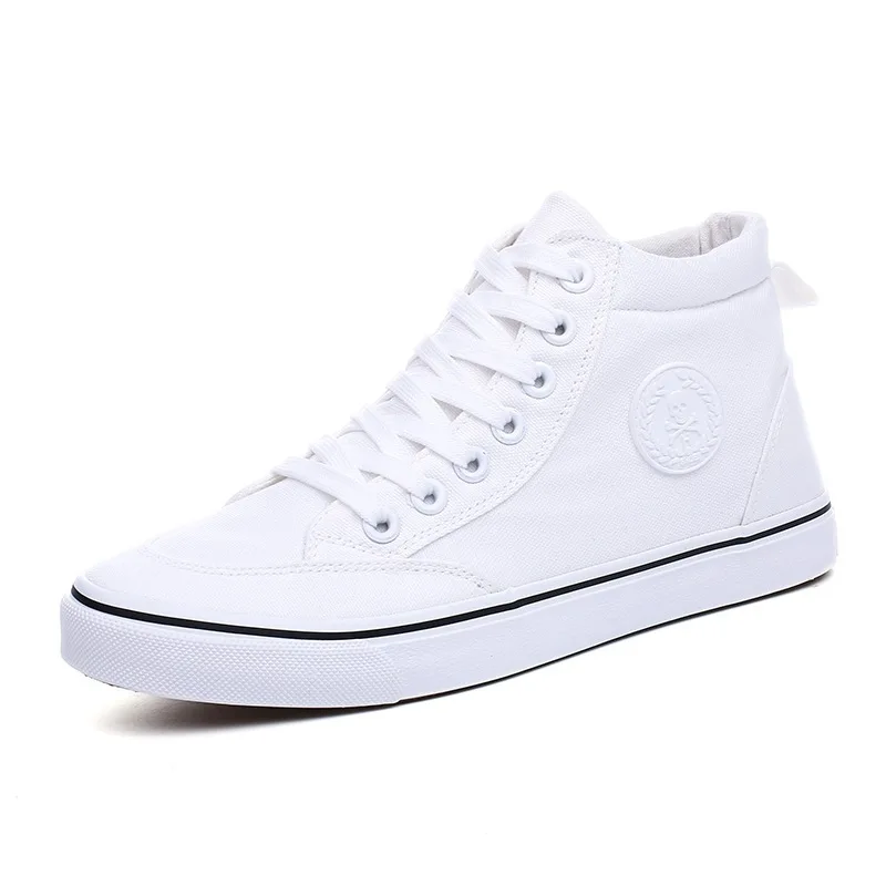 High Top White Black Canvas Shoes Skull Punk Men's Flats New 2018 Fashion Men Fashion Sneakers Lace Up Breathable Casual Shoes High Top White Black Canvas Shoes Skull Punk Men's Flats New 2018 Fashion Men Fashion Sneakers Lace Up Breathable Casual Shoes