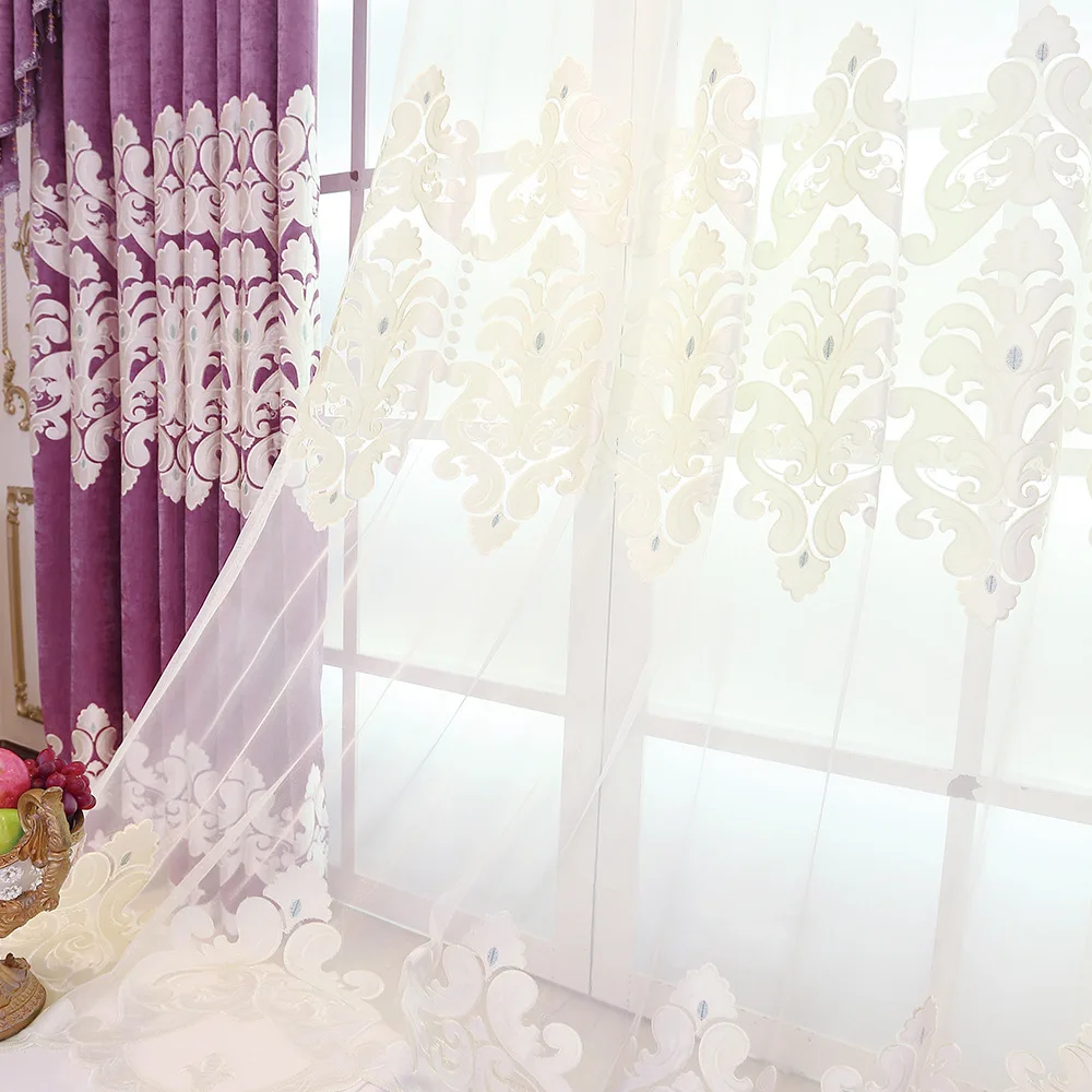 Высокое качество, вышитые роскошные фиолетовые затемненные занавески на окно для гостиной, шторы для спальни, кухни, занавески