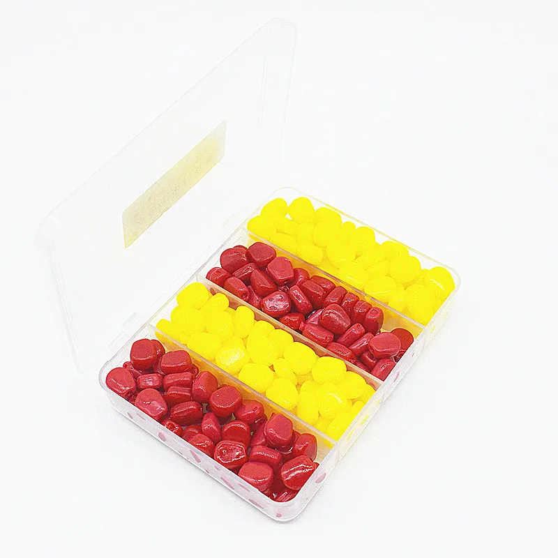 

200Pcs/Lot with box Yellow and Red Soft Baits corn Carp Fishing Bait Floating Smell Lure Artificial Baits