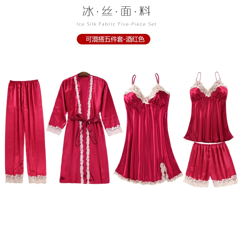 Sexy Womens Night Robe Strap Top Pajamas Suit Summer Two Piec Sleepwear Sets Casual Home Wear Nightwear Sleep Kimono Bath Gown - Цвет: 939