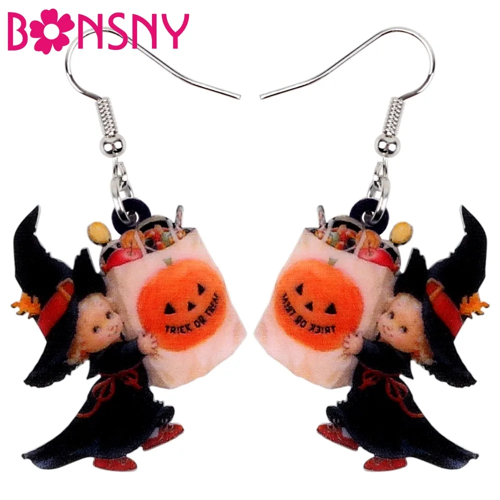 

Bonsny Acrylic Halloween Sweet Angel Candy Bag Earrings Drop Dangle Party Decoration Costumes Jewelry For Women Girls Teens Gift