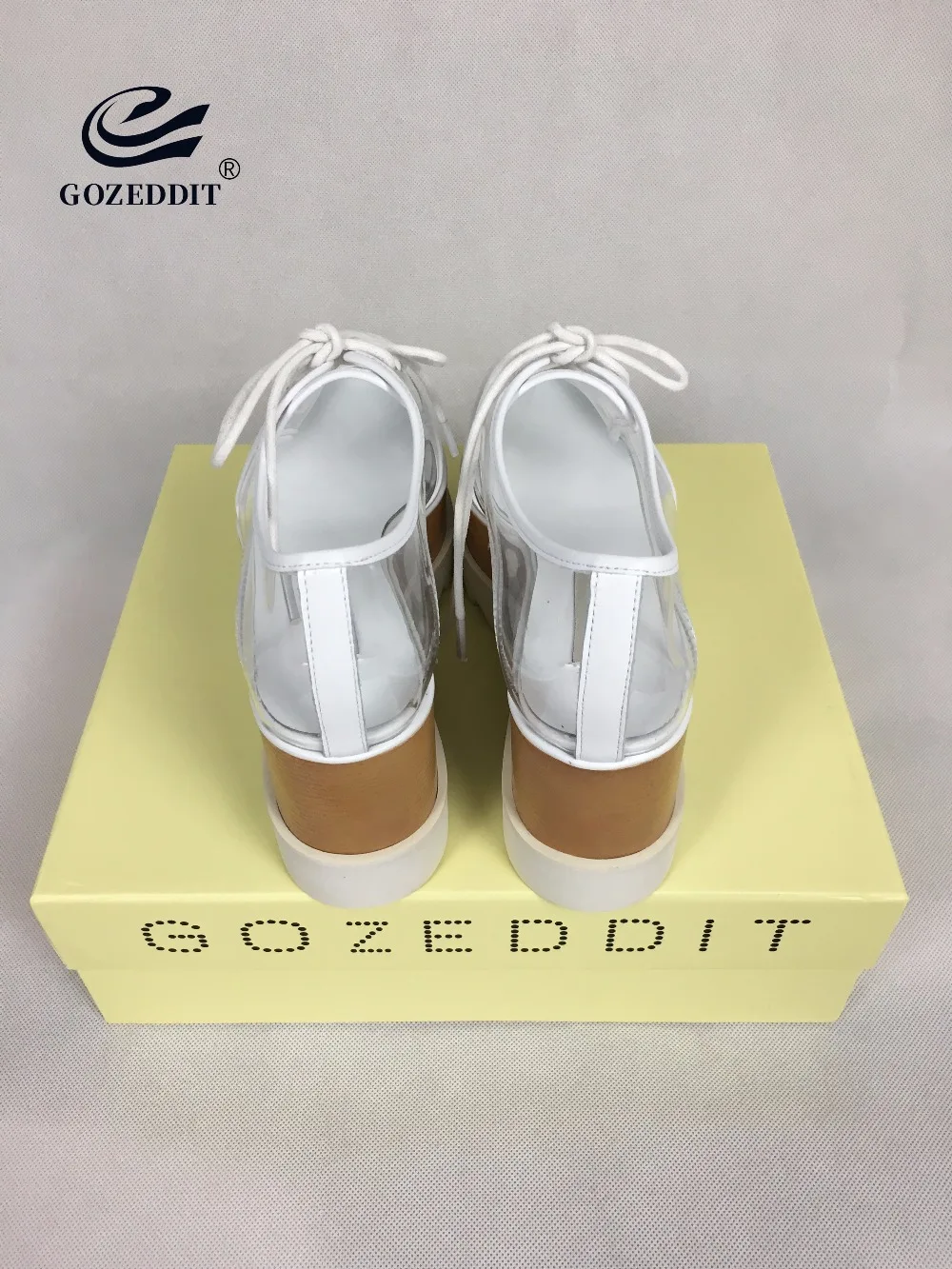 GOZEDDIT/прозрачная обувь на танкетке 8 см женская модная платформе из натуральной