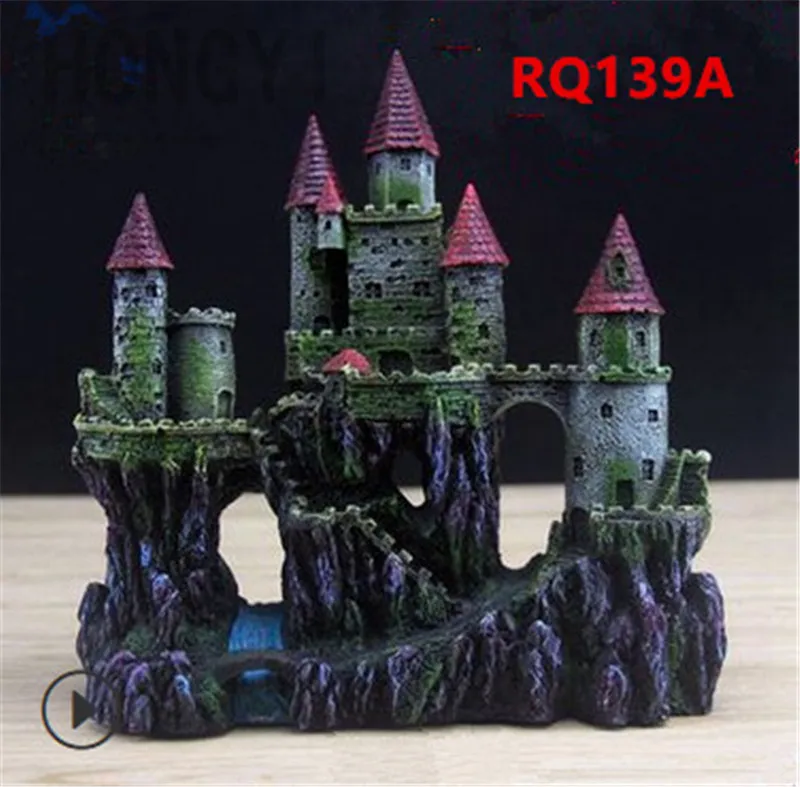 HONGYI 1 шт., украшение для аквариума из смолы, пещера для аквариума, пейзаж, средневековый замок с башнями, креативные товары, rockery RQ139A RQ139B